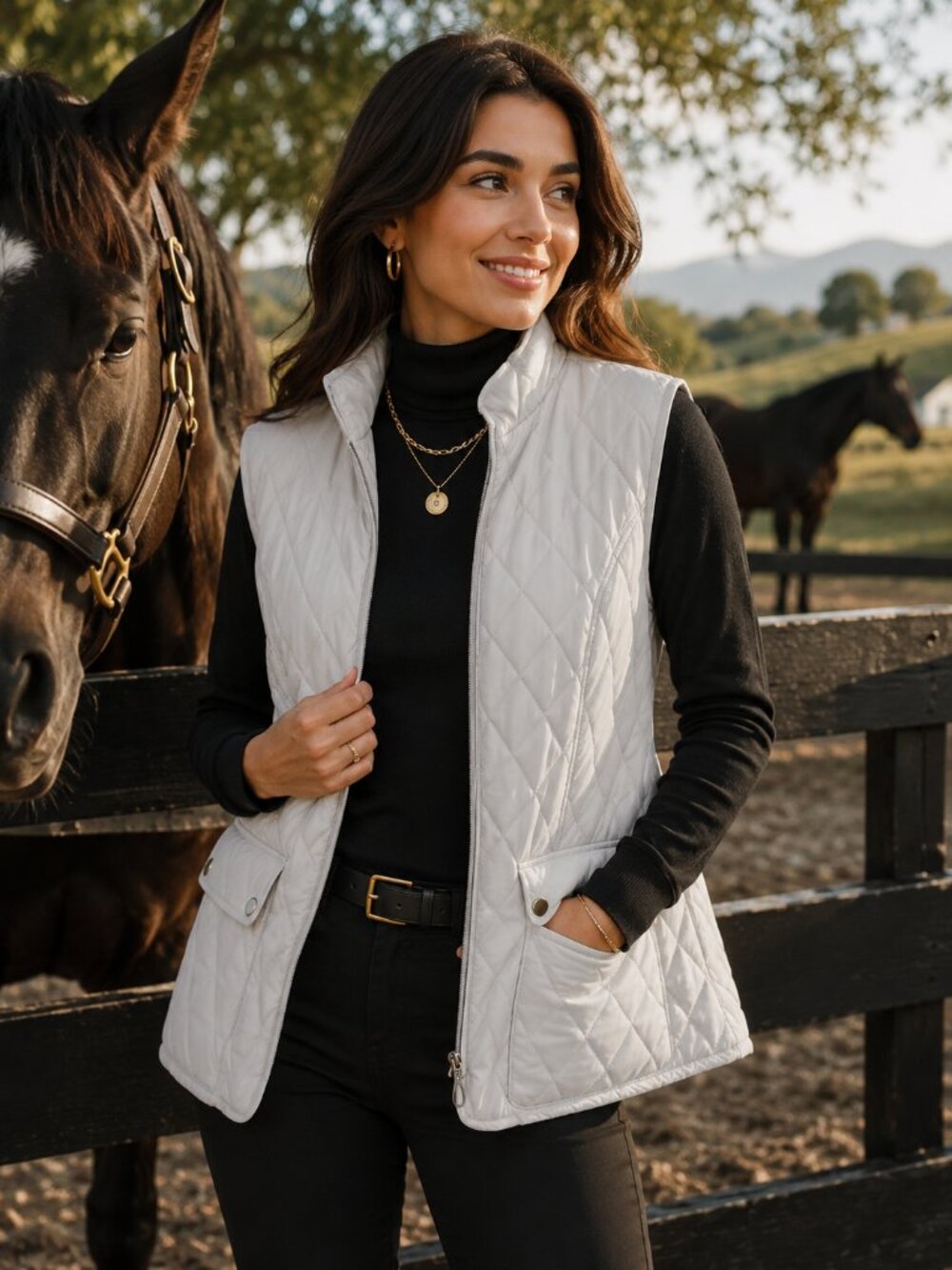 Appleseed’s Petites Lightweight Light Gray Diamond Quilted Zip Vest PL NEW - Picture 3 of 15